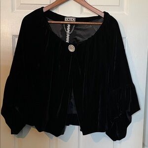 Berek Black Velvet Open Front Jacket